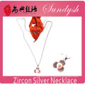 Fashion Handmade Zirconia Flower Charms Pendant Long Chain Necklace